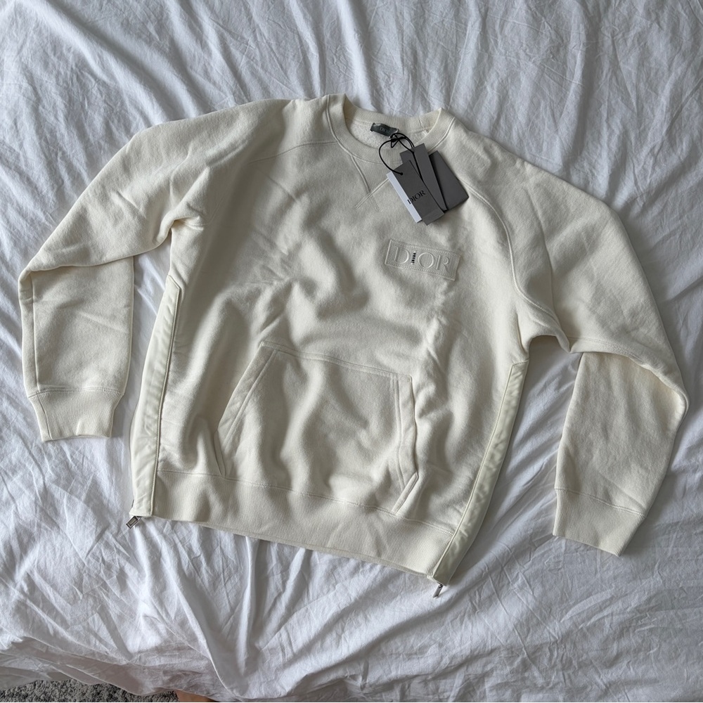 BNWT CHRISTIAN DIOR x SACAI Men’s Ivory Cream Pullover Heavyweight L Limited Ed